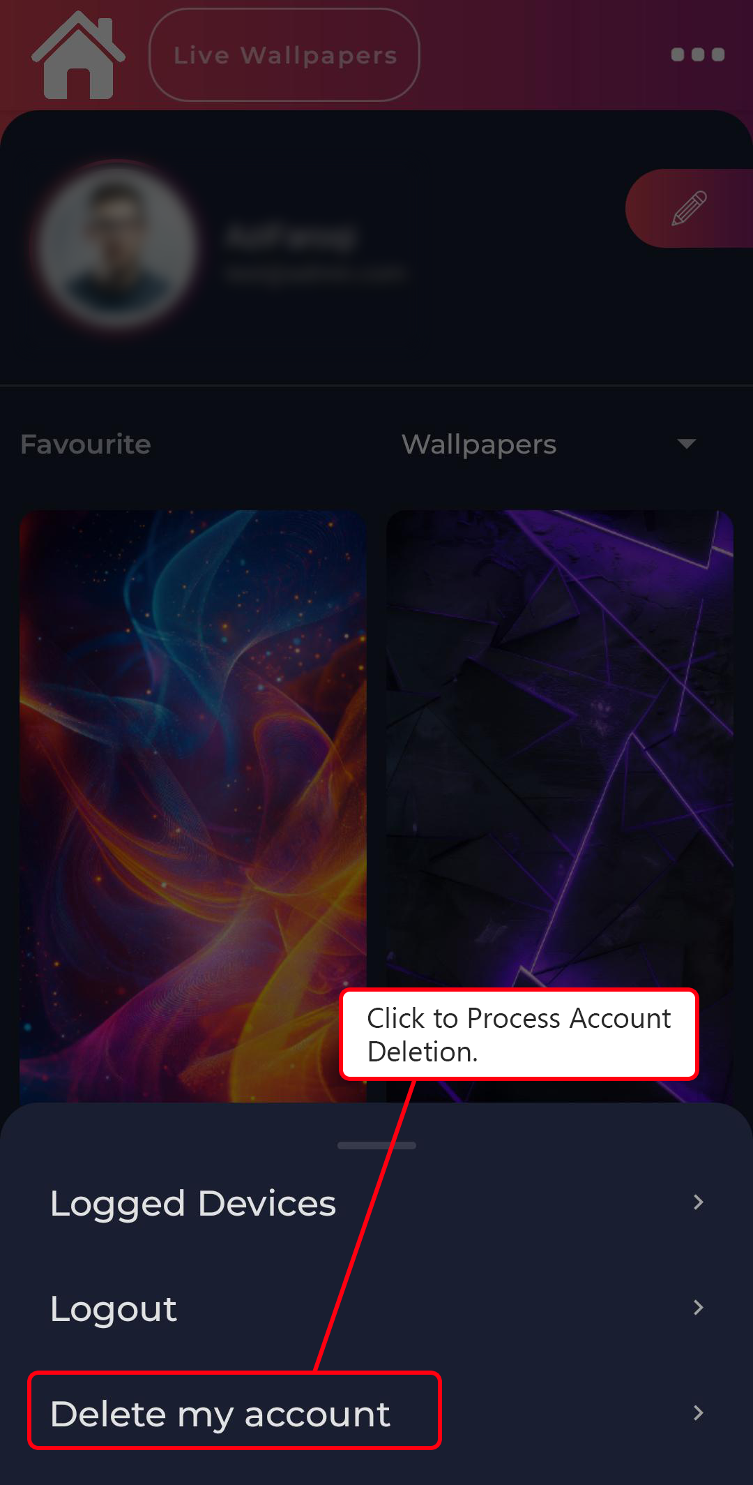 Delete Account Option